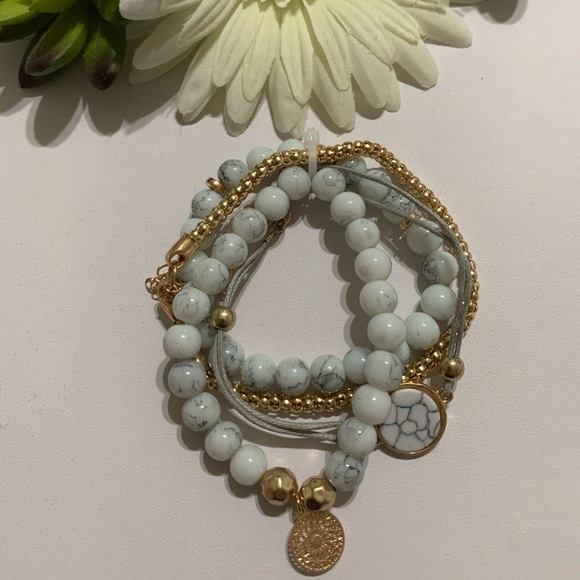 “Mina” Marble Look Boho Multi Layer Bracelet - Picture 4 of 4